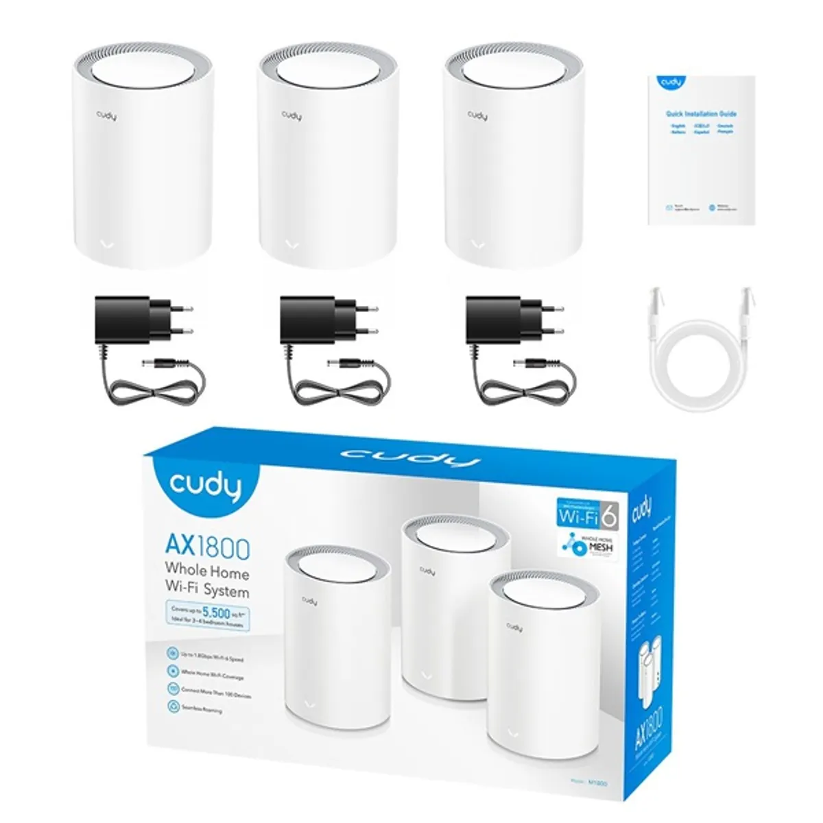 CUDY M1800(3-Pack) AX1800 WIFI 6 MESH fehér router (3db-os szett) #5