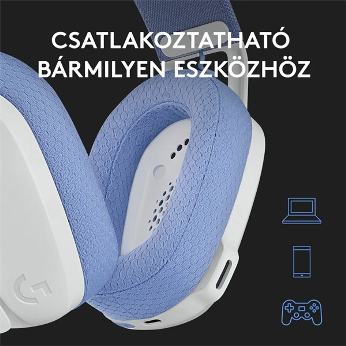 Logitech G435 Lightspeed Wireless fehér gamer headset #8