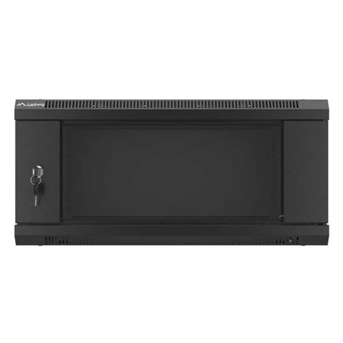 Lanberg WF01-6404-10B 19" 4U SZÉL:600mm MÉLY:450mm MAG:290mm lapraszerelt üvegajtós fekete fali rack szekrény #1