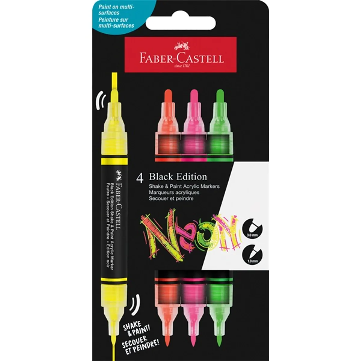 Faber-Castell Black Edition Shake&Paint Neon 4 db kétvégű akrilfilctoll készlet #1