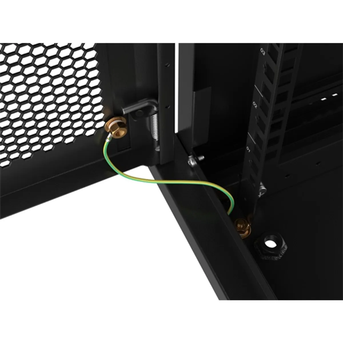 Lanberg WF01-6406-23B 19" 6U SZÉL:600mm MÉLY:450mm MAG:379mm lapraszerelt perforált ajtós fekete fali rack szekrény #10