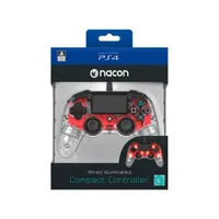Nacon 2804955 Compact PS4 vezetékes átlátszó-halványpiros kontroller