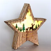 Iris Csillag alakú rénszarvas mintás/30x30cm/meleg fehér LED-es fa fénydekoráció #2