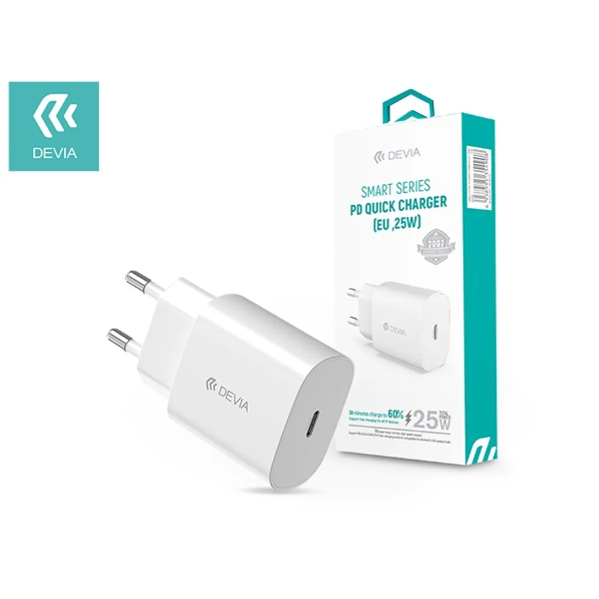 Devia ST354908 Type-C bemenettel 25W - Smart PD3.0 Quick Charger hálózati töltő adapter #1
