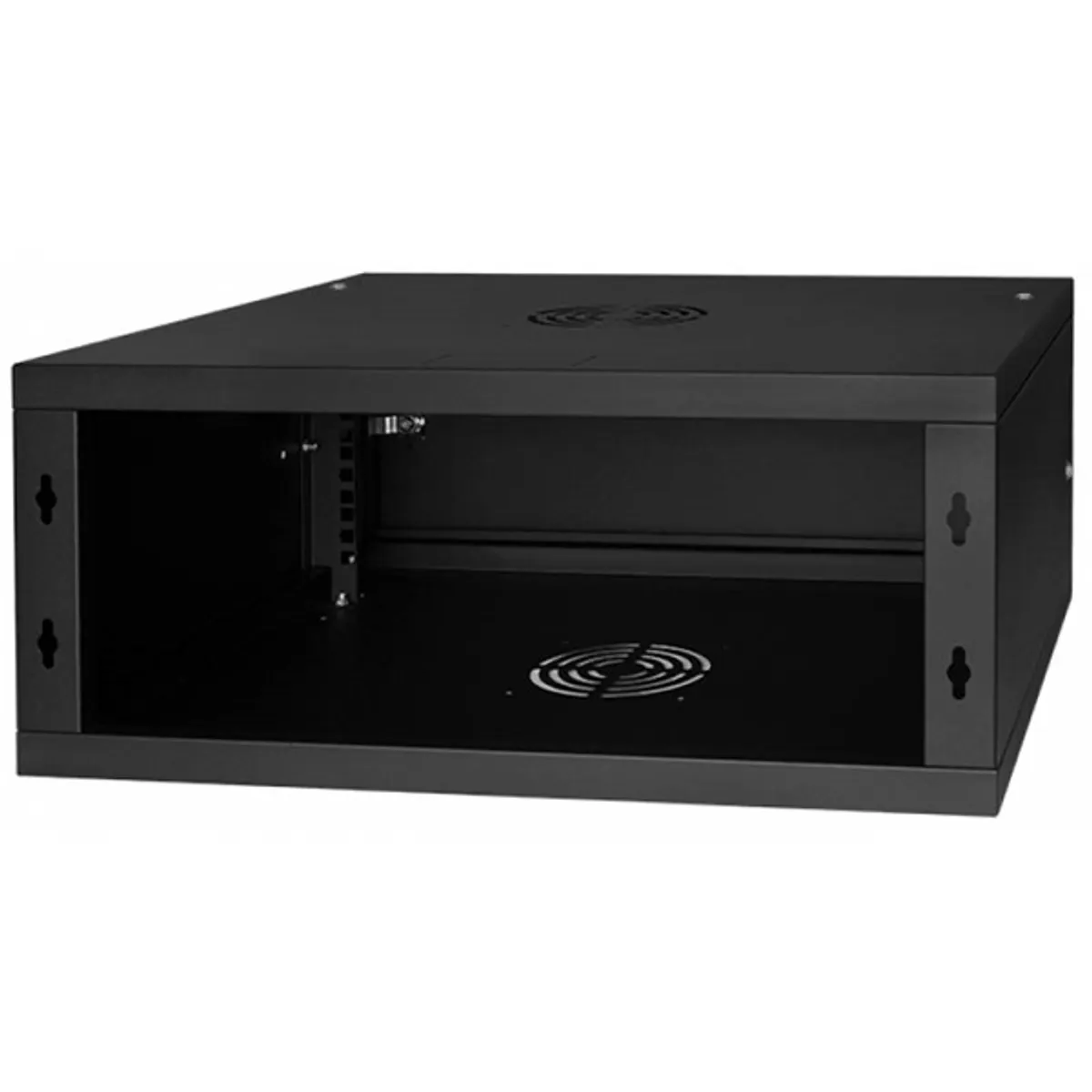 Stalflex RC19-4U-450MB 19" 4U 450 mm mély lapraszerelt fekete fém ajtós fali rack szekrény #4