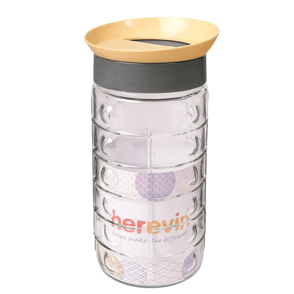 IRIS Sand üveg fűszertartó domború mintával 1.700ml, fekete-homok színű 148030-582 #1