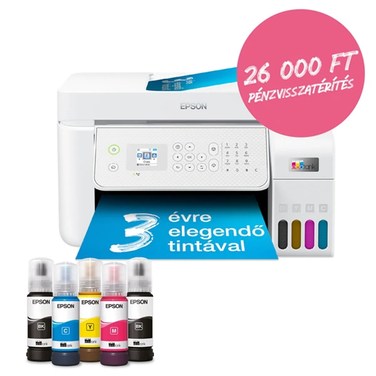 Epson EcoTank L5316 színes nyomtató MFP, WiFi/LAN, 8100/6500 oldal tinta a dobozban #2