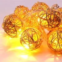 Iris Gömb alakú fonott/rattan/1,5m/meleg fehér/10db LED-es/3xAA elemes fényfüzér, fénydekoráció #3