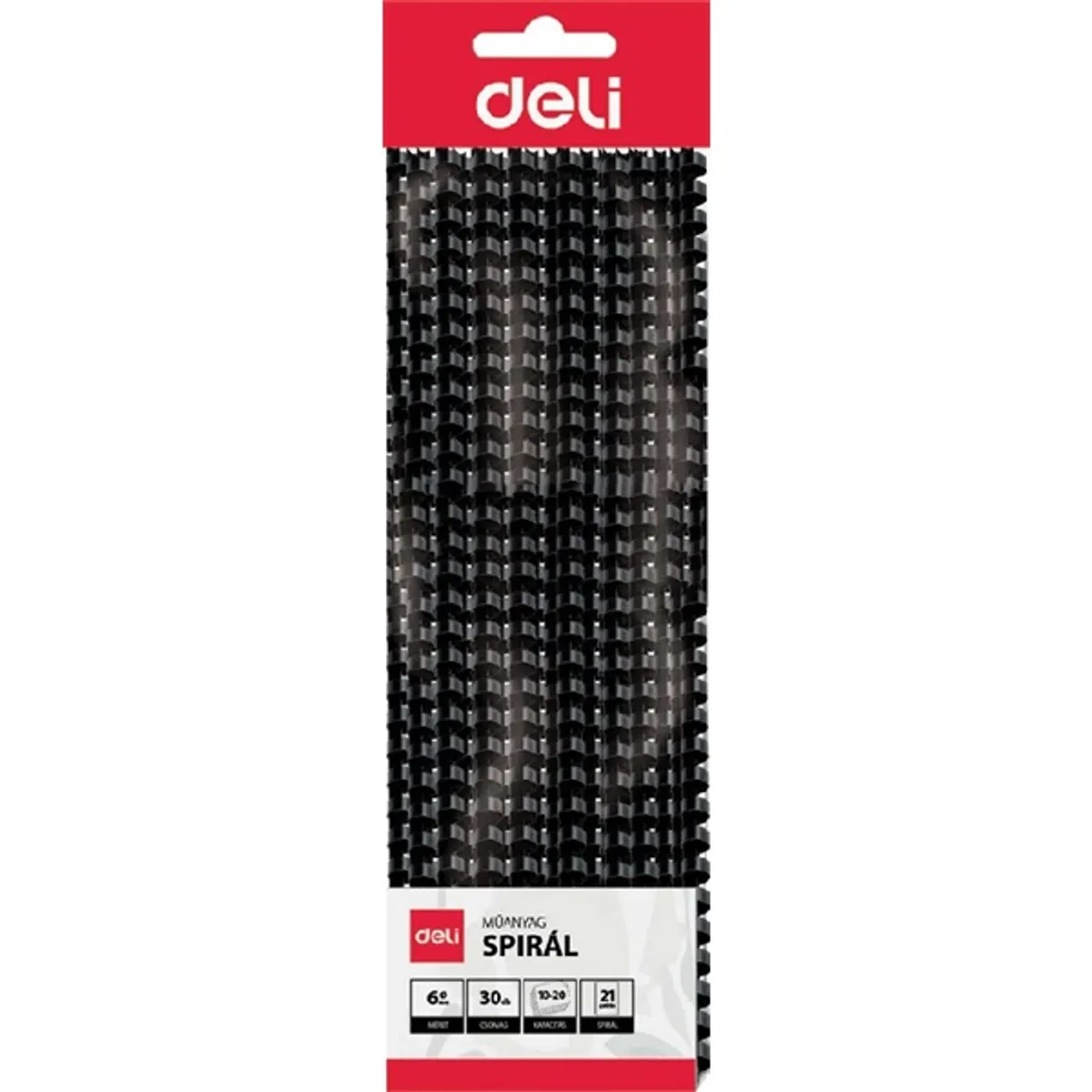 Deli 6mm 30db-os fekete műanyag spirál #2