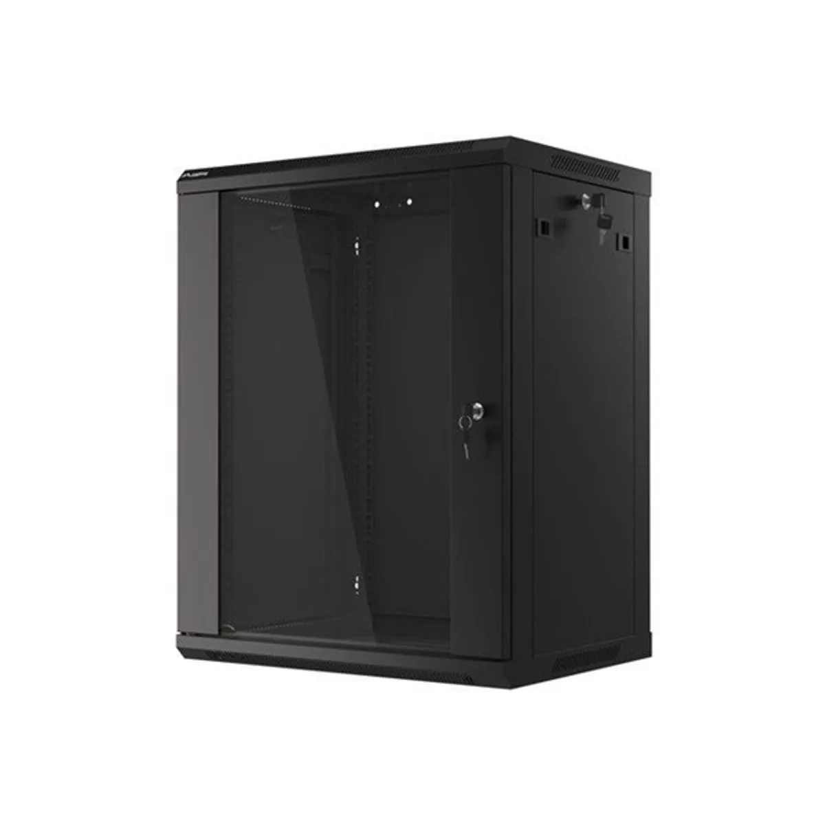 Lanberg WF01-6415-10B 19" 15U SZÉL:600mm MÉLY:450mm MAG:774mm lapraszerelt üvegajtós fekete fali rack szekrény #3