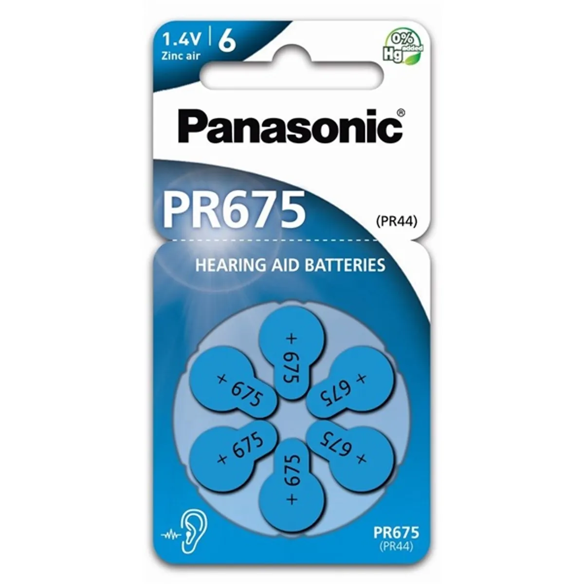Panasonic PR-675(44)/6LB PR675 cink-levegő hallókészülék elem 6 db/csomag #1