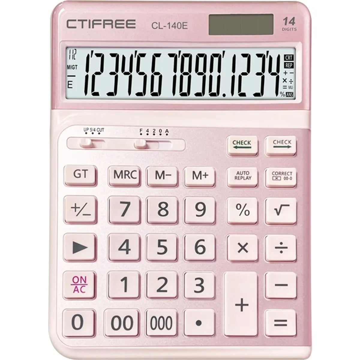 CTIFREE CL-140E PINK rózsaszín ergonómikus számológép, 145x198mm, 14 számjegy, dual power, 2 év garancia #1