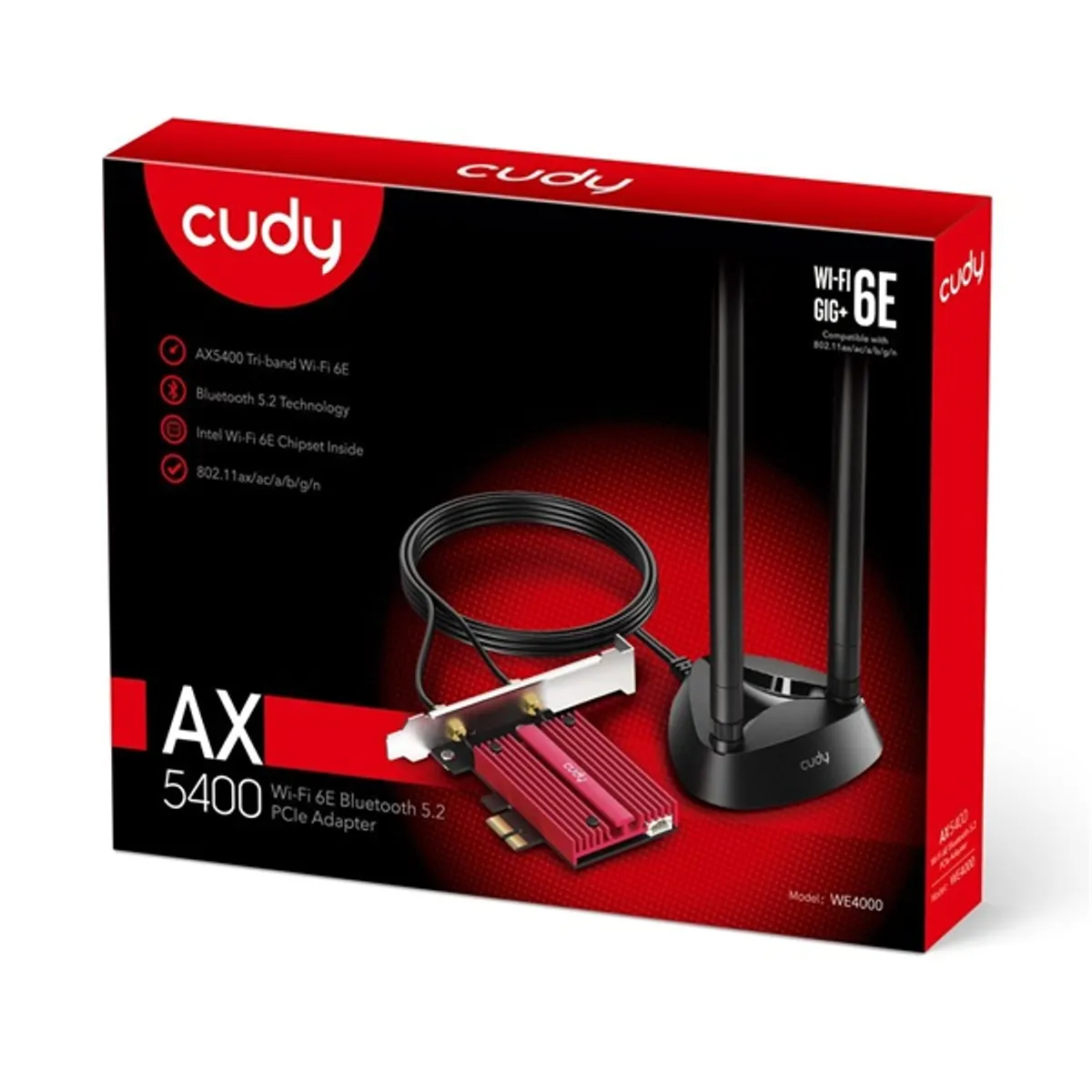 CUDY WE4000 háromsávos AX5400 WiFi 6E, intel AX210, Bluetooth 5.2, PCI Express hálózati kártya #5