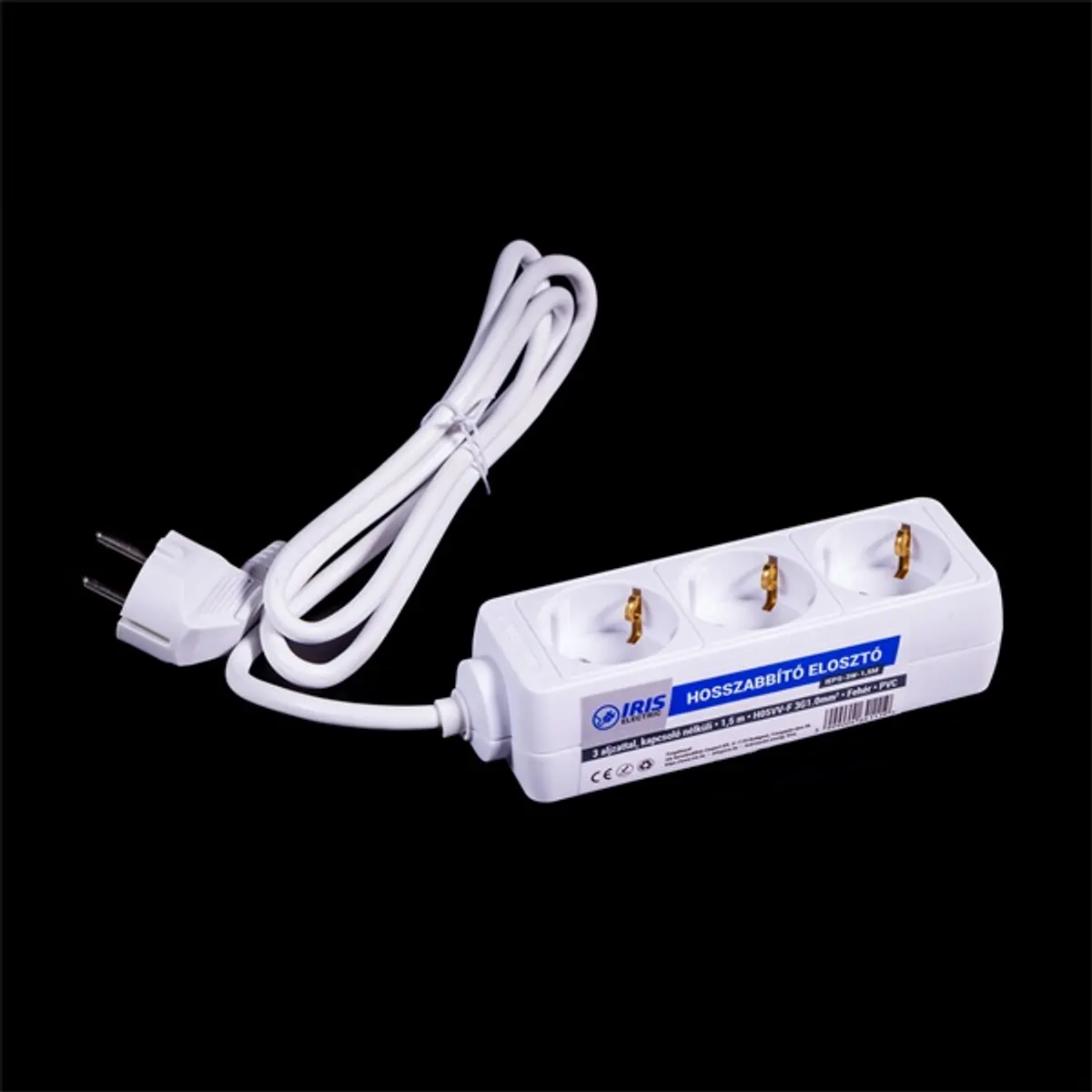 IRIS Electric IEPS-3W-1,5M Hosszabbító elosztó 3 aljzattal, 1,5m fehér #1