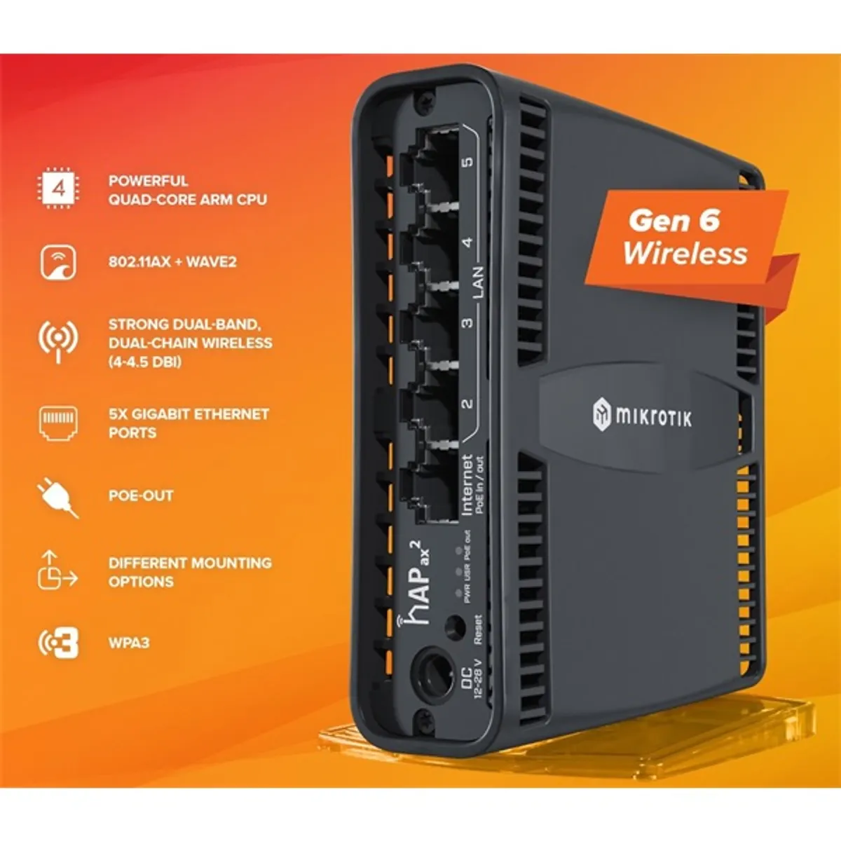 MikroTik hAP ax2 C52IG-5HAXD2HAXD-TC 5xGbE LAN port 802.11ax Wi-Fi 6 Dual Band Vezeték nélküli router #3