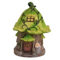 IRIS dekor műgyanta házikó fa+levél zöld/barna 16cm