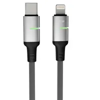 AVAX CB635 STEELY LED 1m 27W USB-C - Lightning fekete fonott gyorstöltő kábel #5