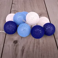 Iris Gömb alakú 6cm/színes fonott/1,5m/kék-v.kék-fehér/10db LED-es/USB-s fényfüzér, fénydekoráció #2