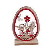 IRIS dekor fa nyúl tojásban piros/fehér 12x15cm #1