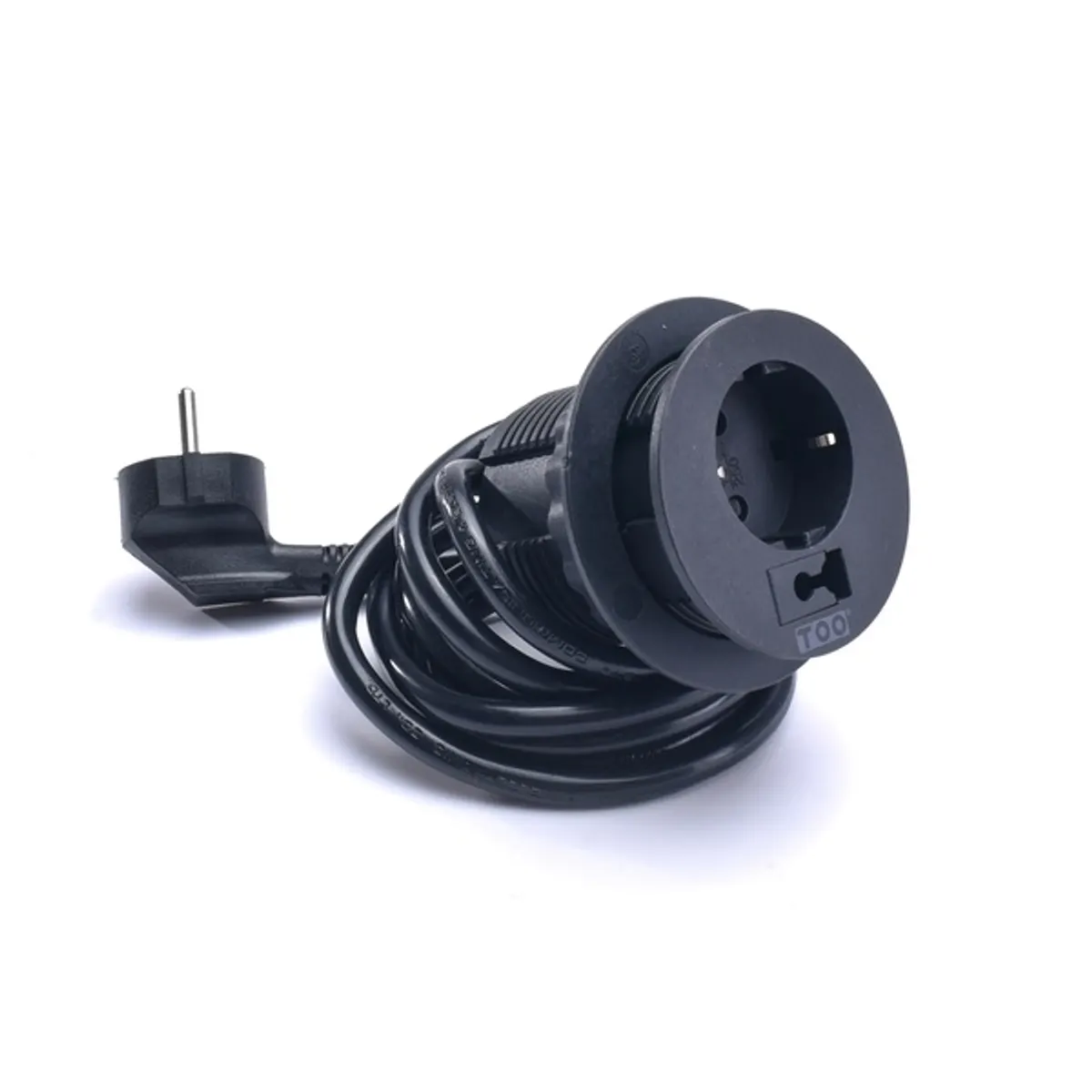 TOO GPS-203-1B IP20, 1x 2P+F, kábelkivezettéssel, fekete asztalba süllyeszthető elosztó #2