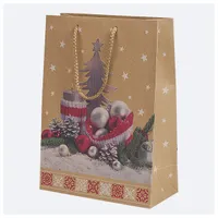 IRIS Karácsonyi ajándéktasak, EKO kraft papír, 230x320x110 mm, különböző színekben és mintával #3
