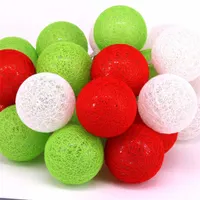 Iris Gömb alakú 6cm/színes fonott/4,5m/piros-fehér-zöld/30db LED-es/USB-s fényfüzér, fénydekoráció #2