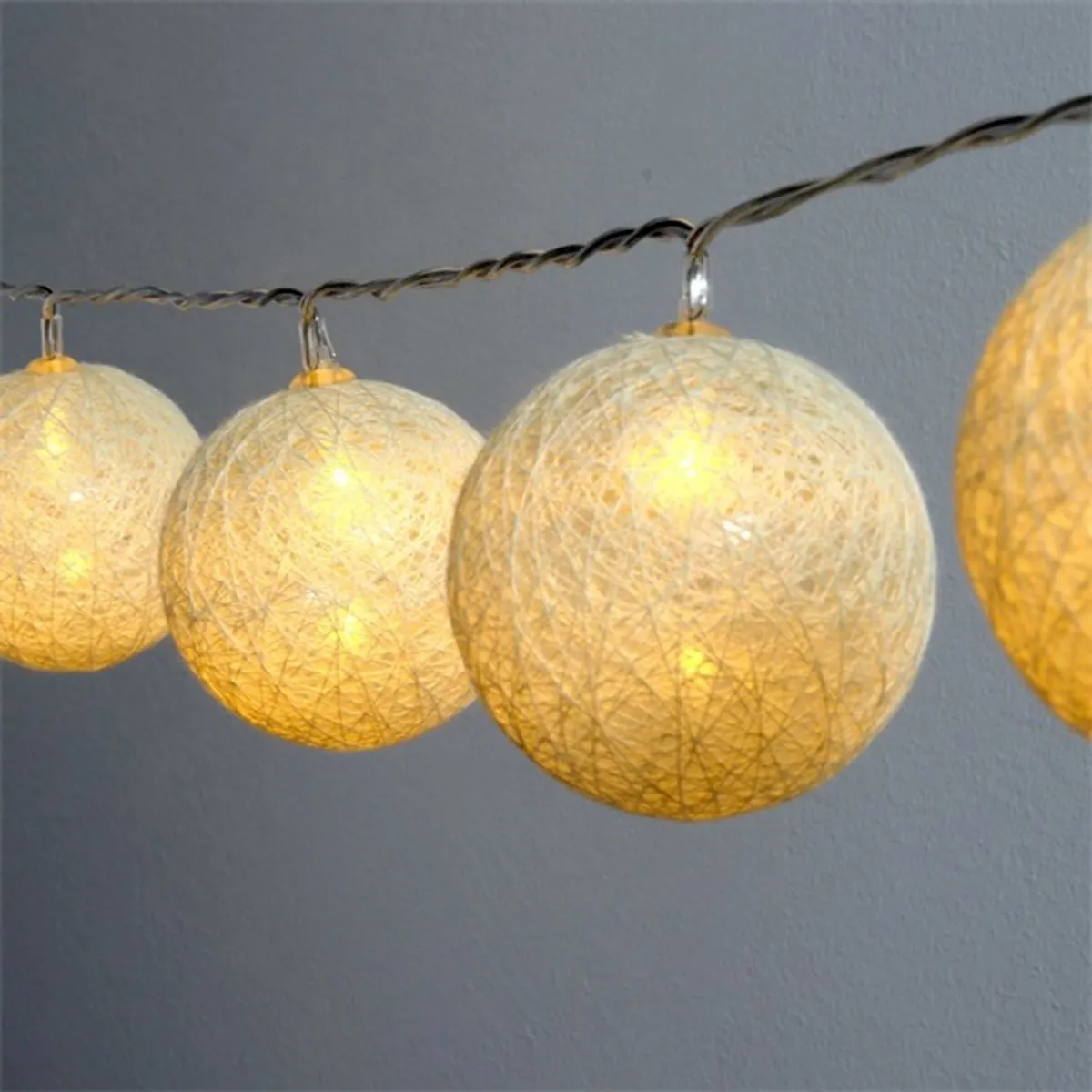 Iris Gömb alakú 6cm/színes fonott/3m/meleg fehér/20db LED-es/USB-s fényfüzér, fénydekoráció #1