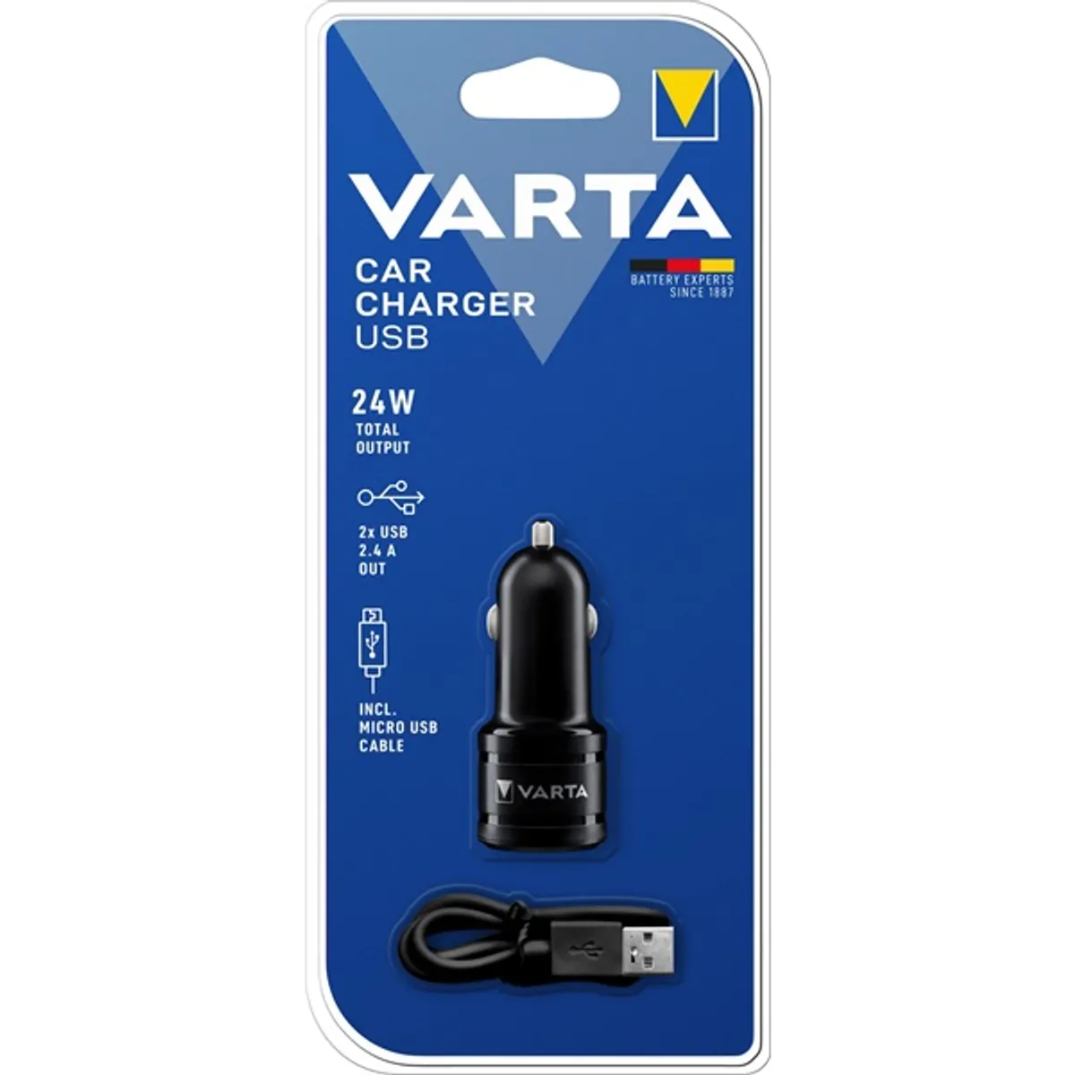 Varta 57931101401 4,8A univerzális 2xUSB fekete autós töltő Micro USB kábellel #3