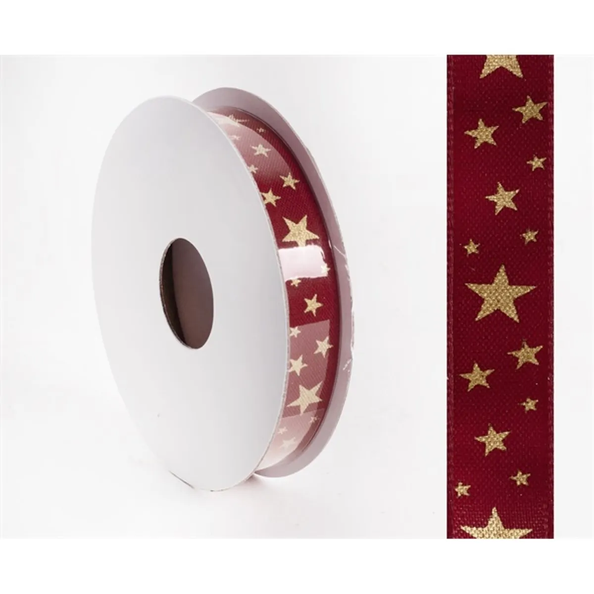 IRIS szalag textil csillagos bordó 15mm/10méter #1