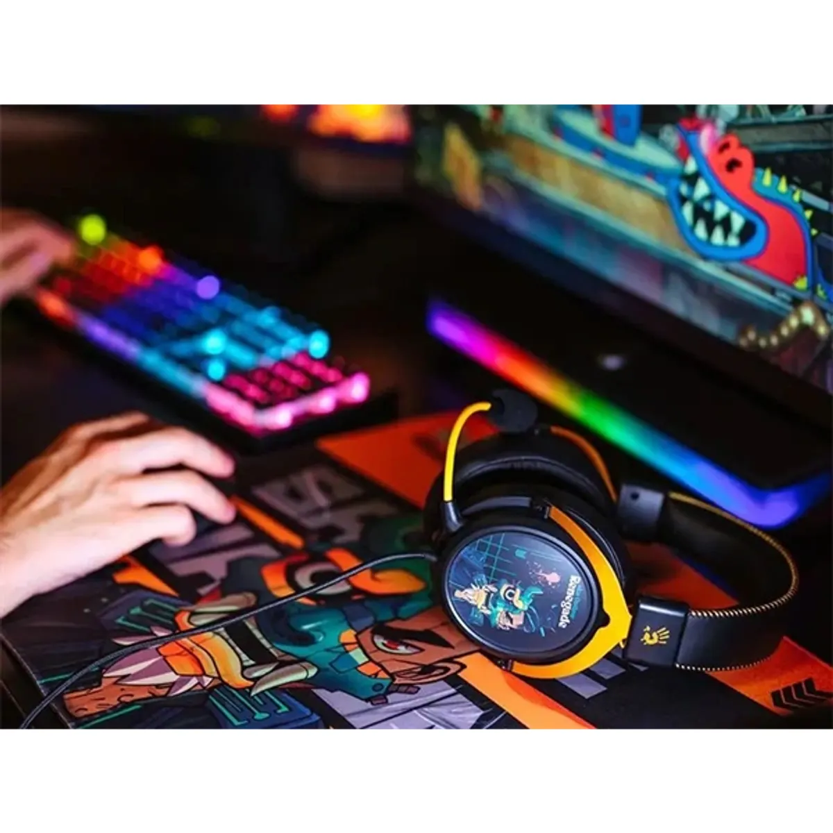 A4-Tech Bloody M595 Renegade Midnight USB fekete-sárga gamer headset #8