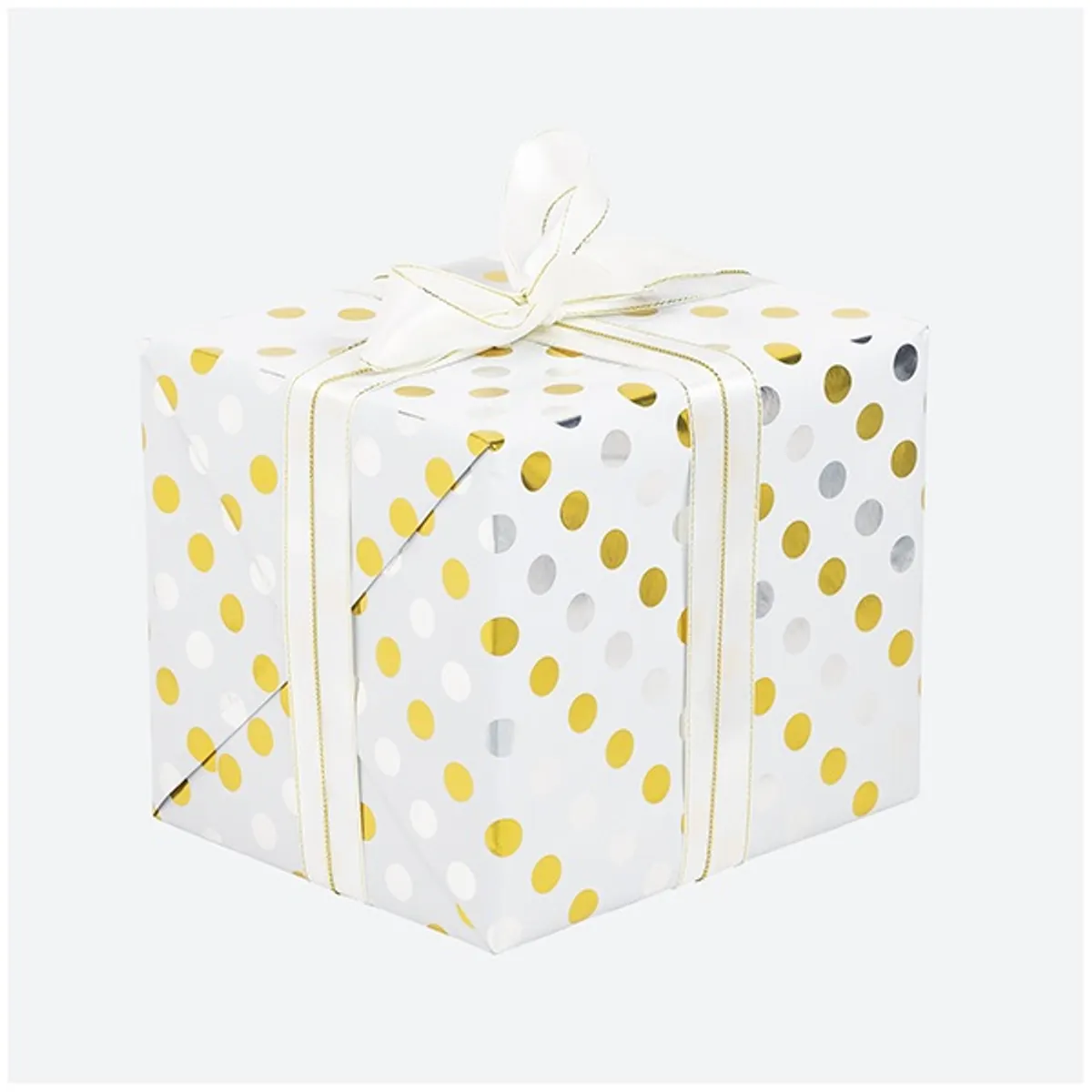 IRIS tekercses csomagoló fényes papír, henger, arany/ezüst, különböző mintákkal, 200x70cm, 60g/m2 #7