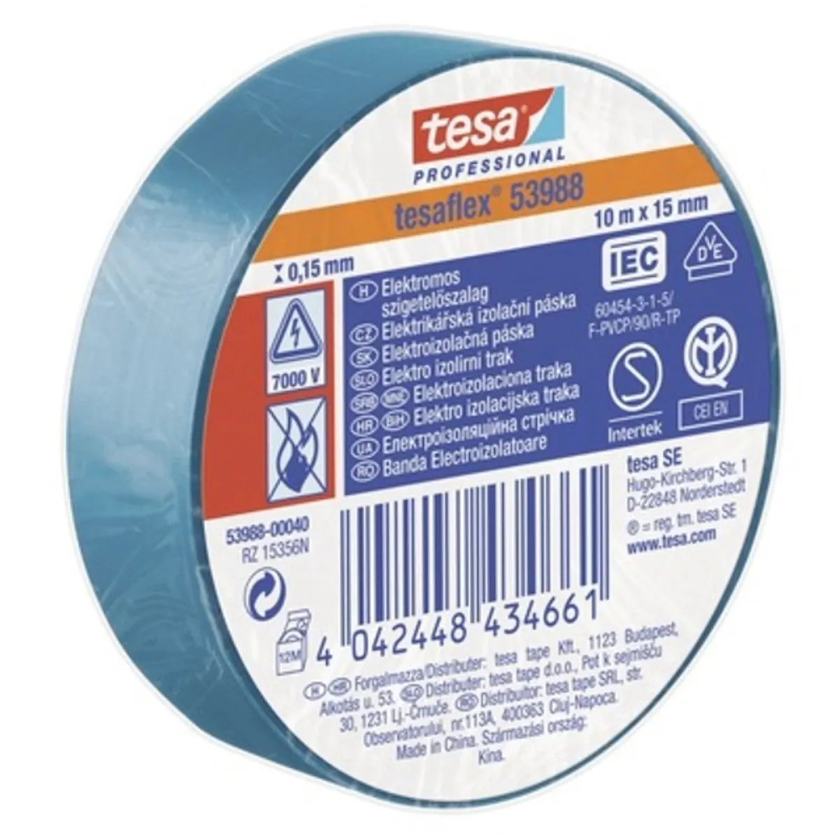 Tesa 53988 10mx15 mm kék szigetelőszalag #1