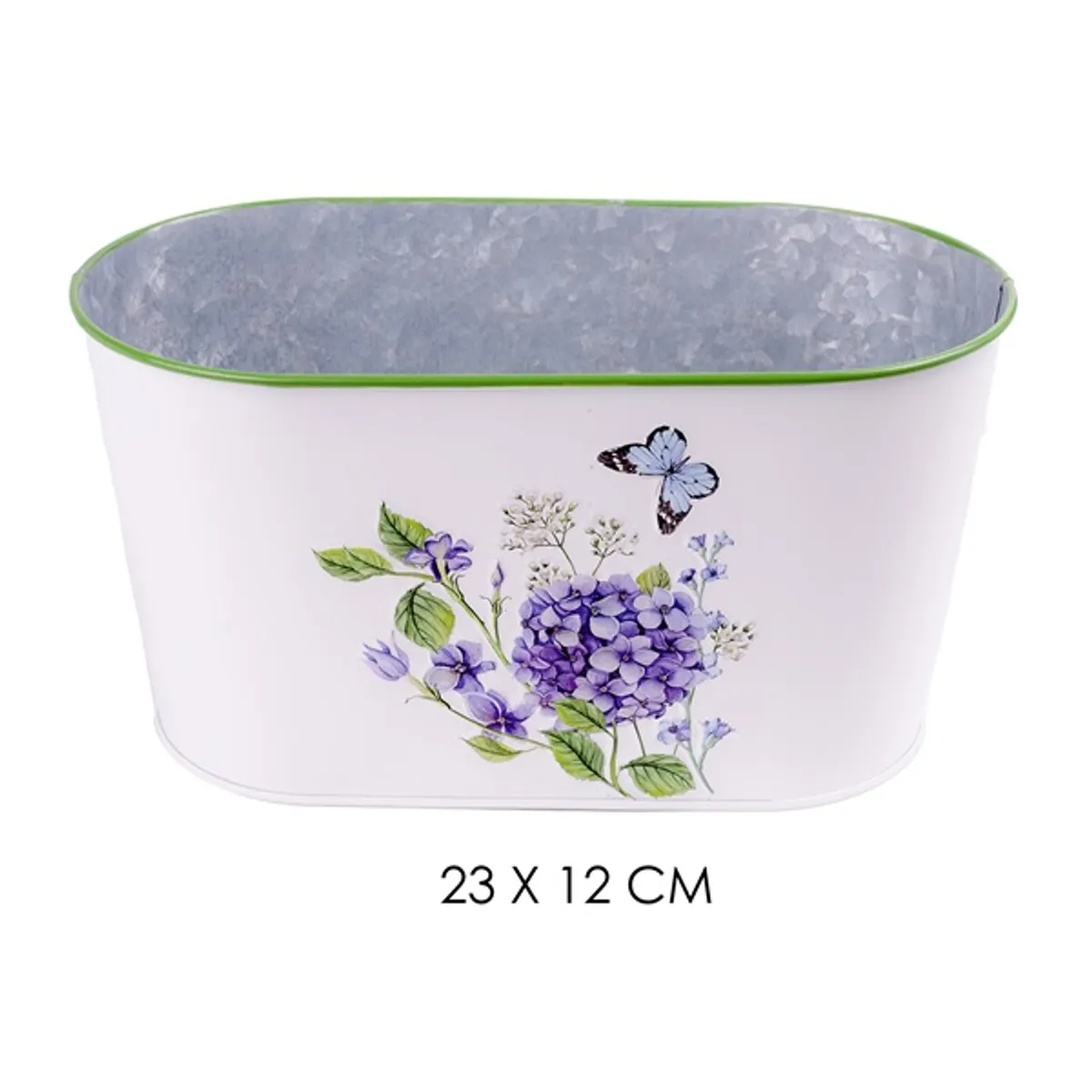 IRIS bádog kaspó ovál hortenzia 23x12cm #1