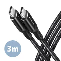 Axagon BUCM2-CM30AB 3m USB C fekete adat- és töltőkábel
