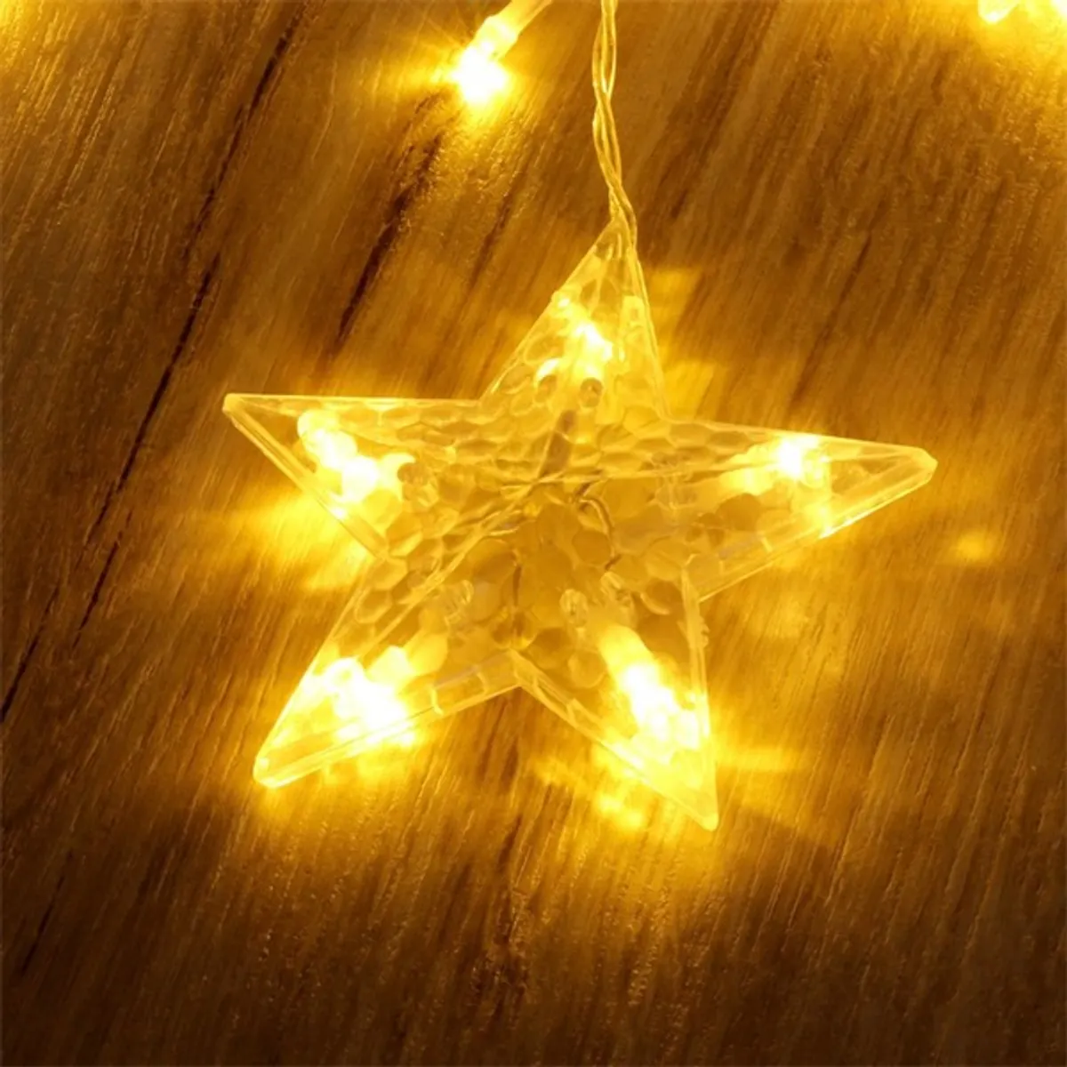 Iris Csillag alakú fix fényű/2,5m/meleg fehér/12db LED-es USB-s fényfüzér, fénydekoráció #5