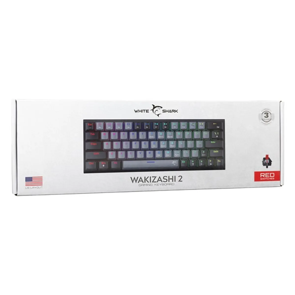 White Shark GK-002713V2-G-B/R-HU Wakizashi 2 HUN szürke-fekete (red switch) gamer billentyűzet #7