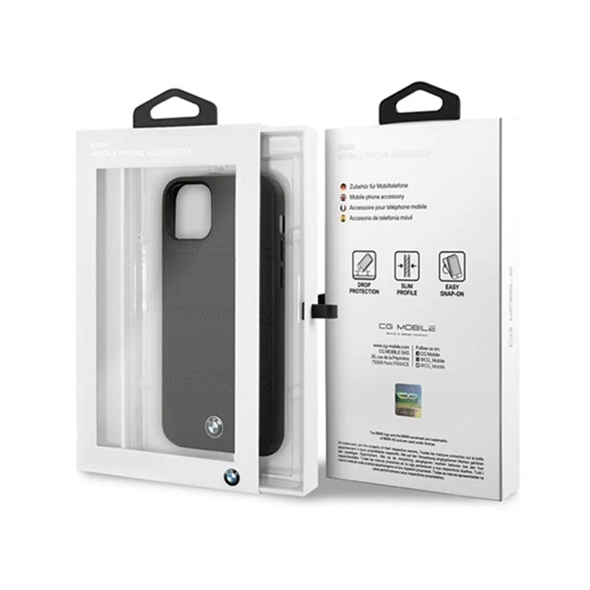 BMW iPhone 11 Pro Max vízszintesen csíkozott fekete kemény bőrtok #4