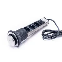 TOO PPS-302-3BR IP20, 3x 2P+F, szálcsiszolt asztalba süllyeszthető elosztó #3