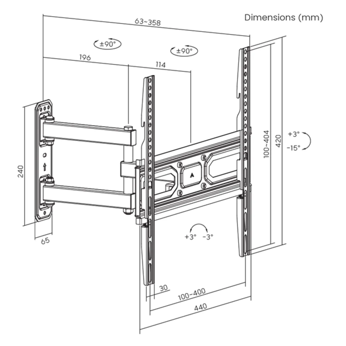 Sbox PLB-3644-2 32"-55" dönthető, forgatható TV fali konzol #8