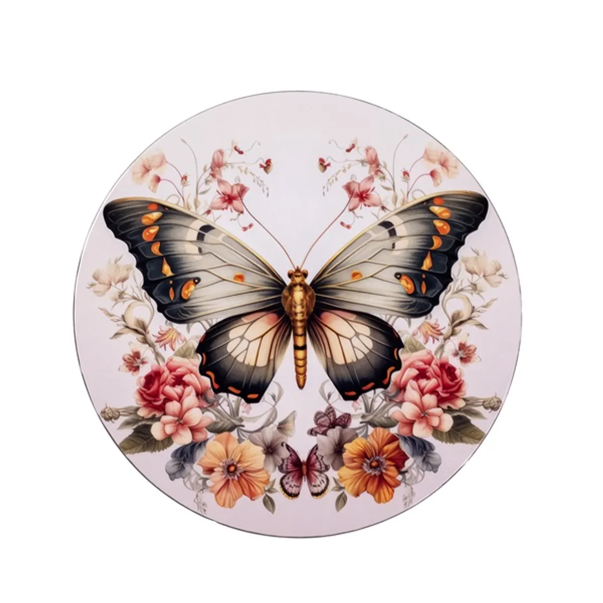 IRIS műanyag tálca, pillangó és virág mintás 33 cm #1