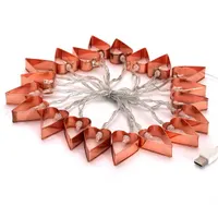 Szív alakú fém/4m/meleg fehér/20db LED-es/USB-s fényfüzér, fénydekoráció #2