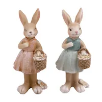 IRIS dekor műgyanta nyúl+kosár rózsaszín 5x13cm