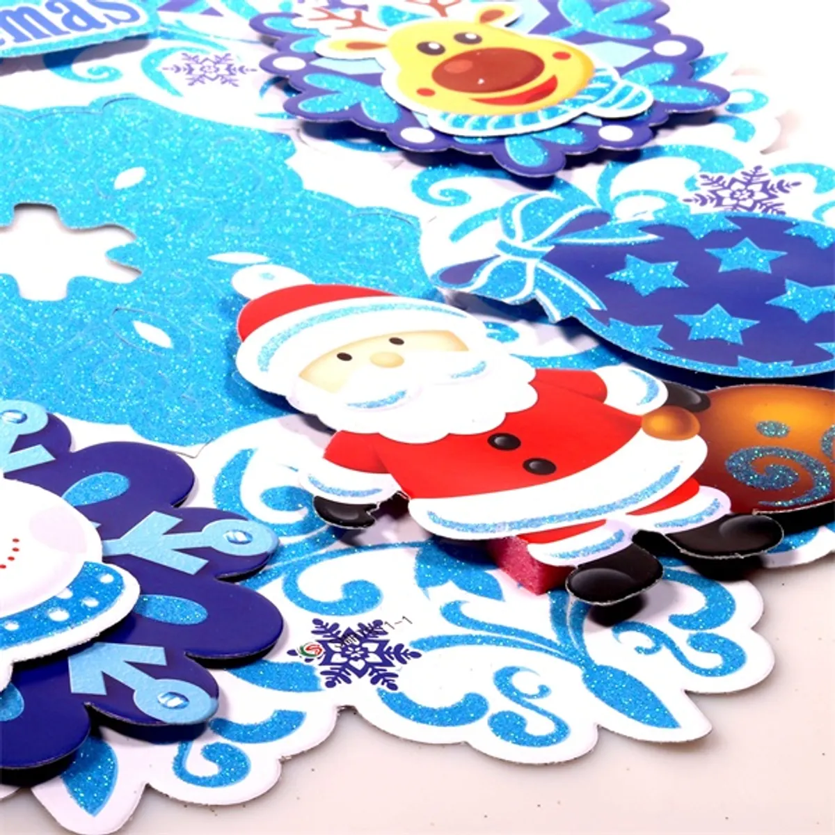 Iris 3D karácsonyi koszorú mintás/39x39cm karton/kék dekoráció #2