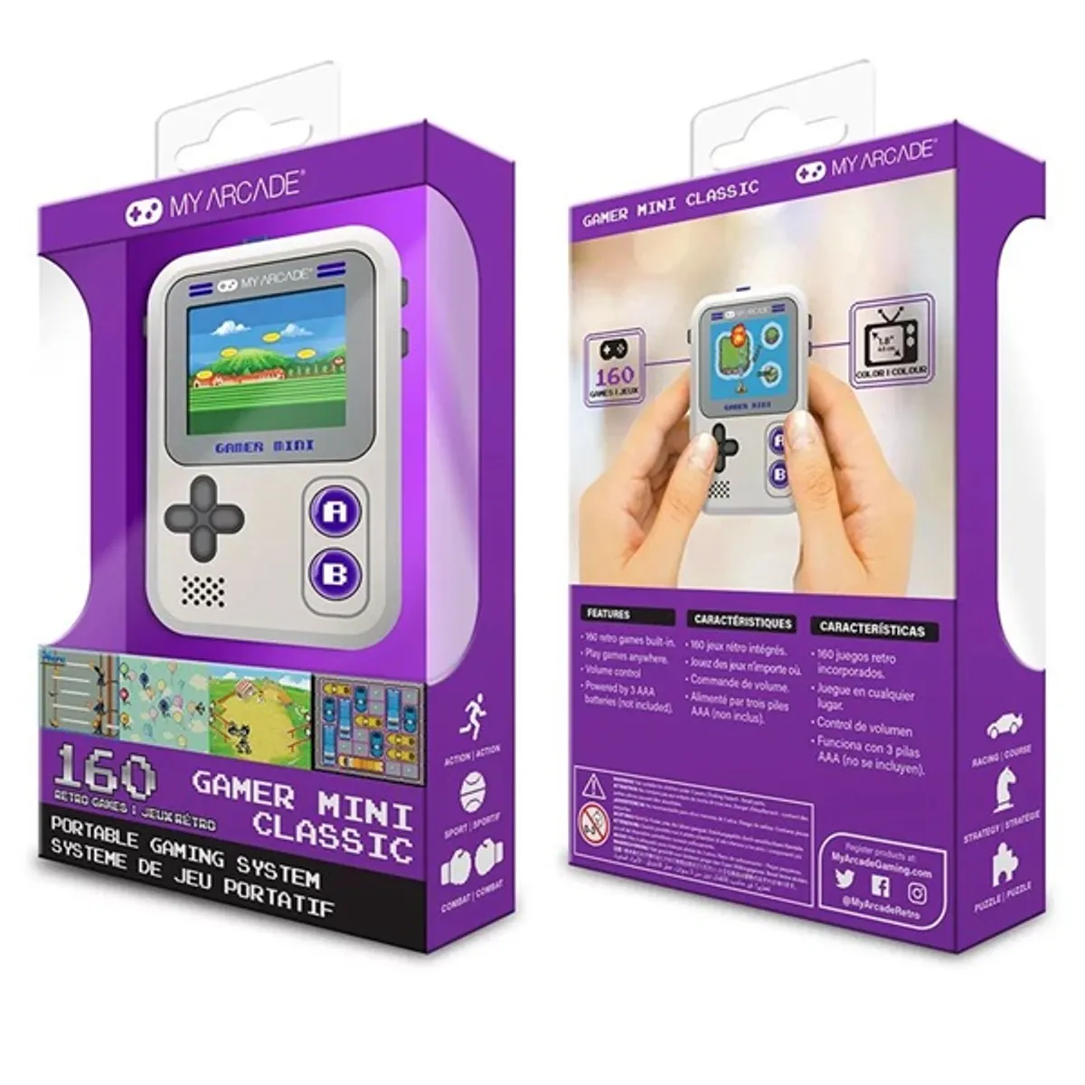 My Arcade DGUN-3924 Gamer Mini Classic 160in1 szürke-lila hordozható kézikonzol #4