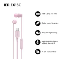 Sony IEREX15CP.CE7 USB Type-C vezetékes mikrofonos rózsaszín fülhallgató #2