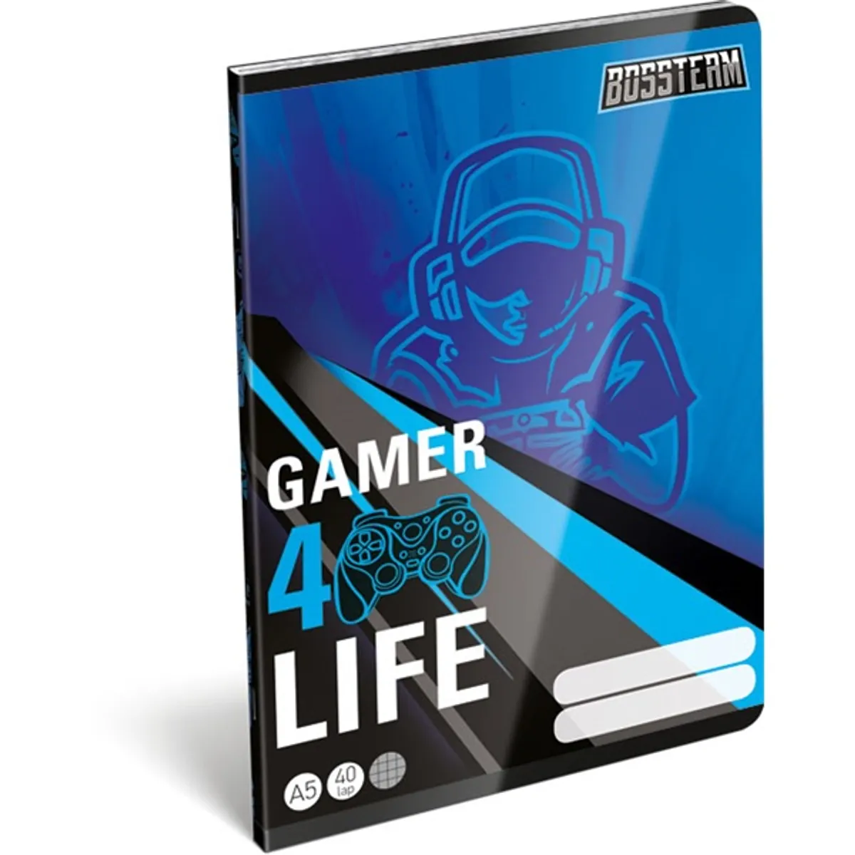 Lizzy Bossteam Gamer 4Life 22969101 FSC A5 40 lapos tűzött kockás füzet #1