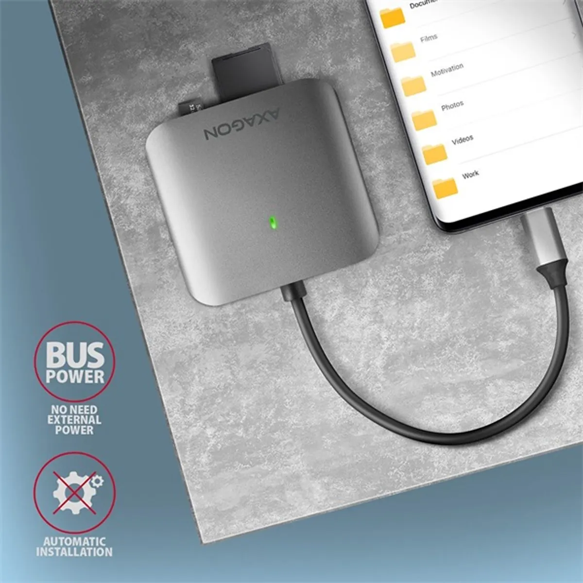 Axagon CRE-S3C USB-C 3.2 SD/microSD/CF külső kártyaolvasó #6