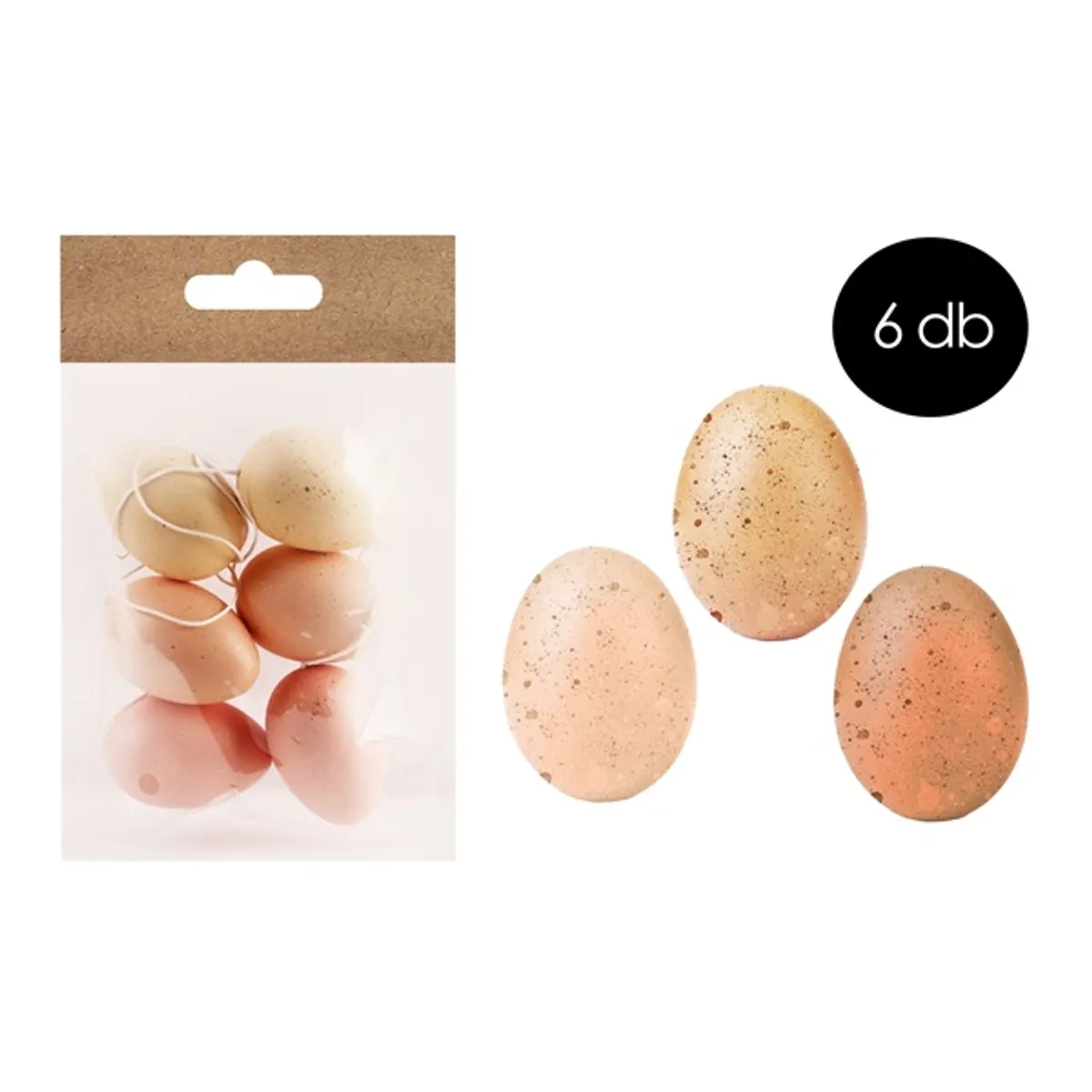 IRIS dekor műanyag tojás x6 narancs/sárga 4x6cm #1