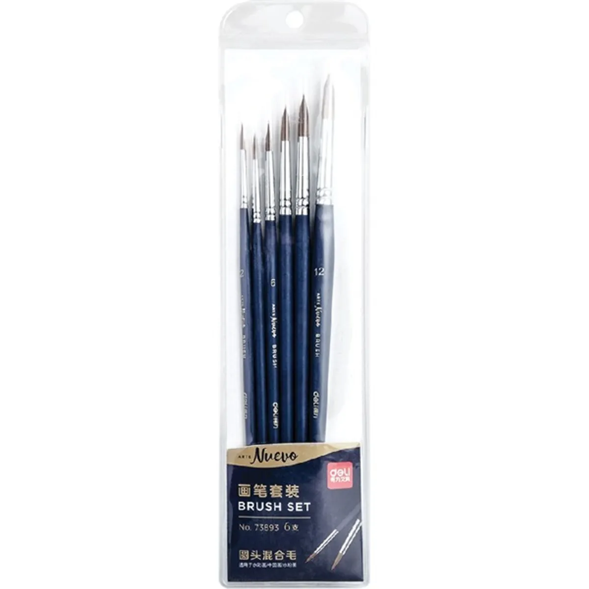 Deli Arte Nuevo kerek kevert szőr 6 darabos ecsetkészlet #1