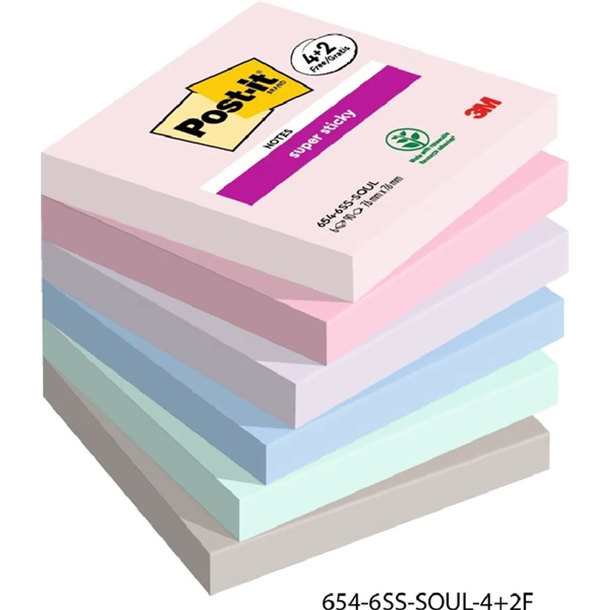 Post-it Super Sticky Soulful 76x76mm  90lapos 4+2db  vegyes jegyzettömb #1